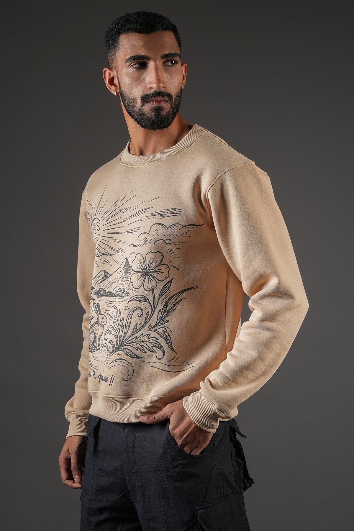 Beige Canvas Sweatshirt