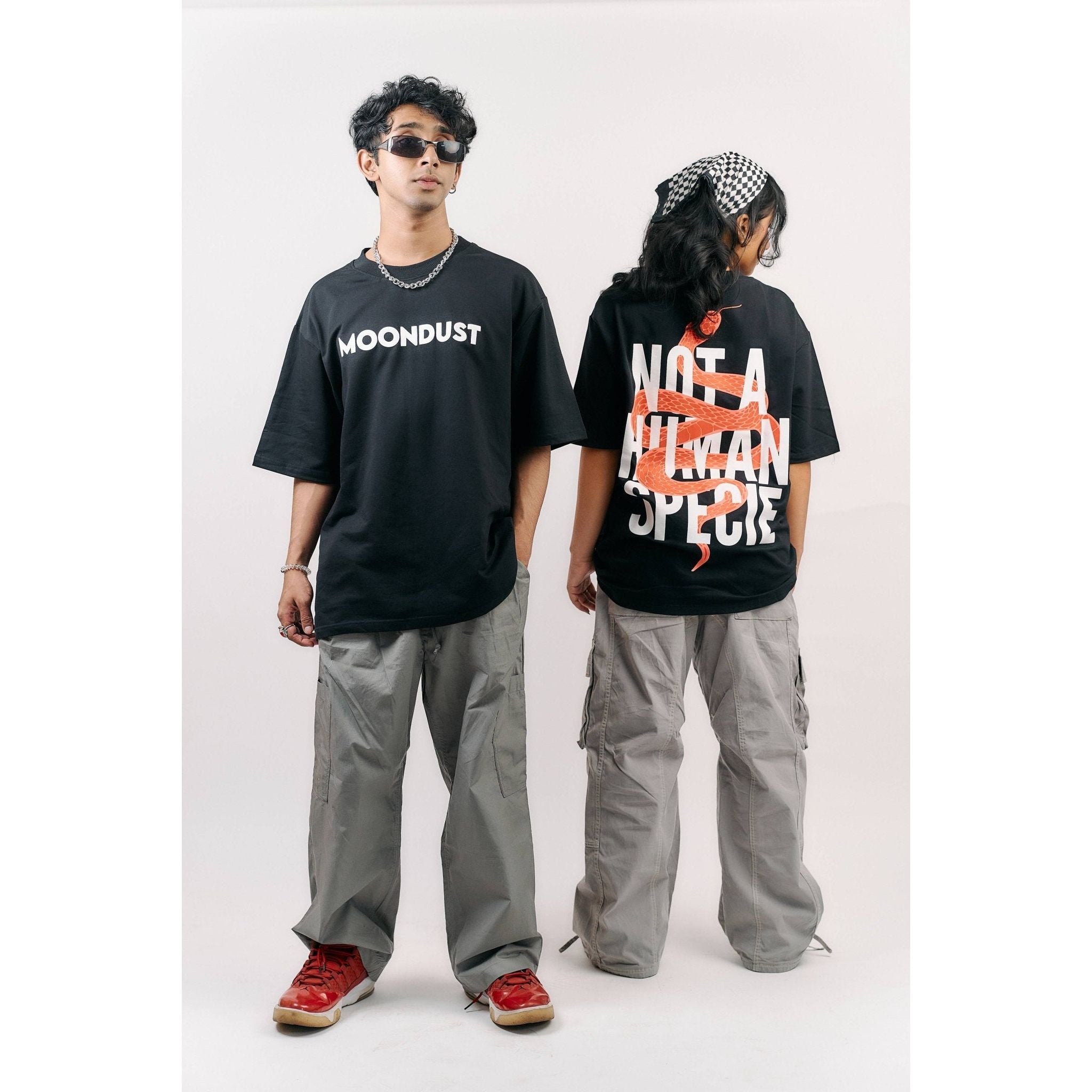 Not A Human Speicie Black Oversized T - SHIRT - MOONDUST