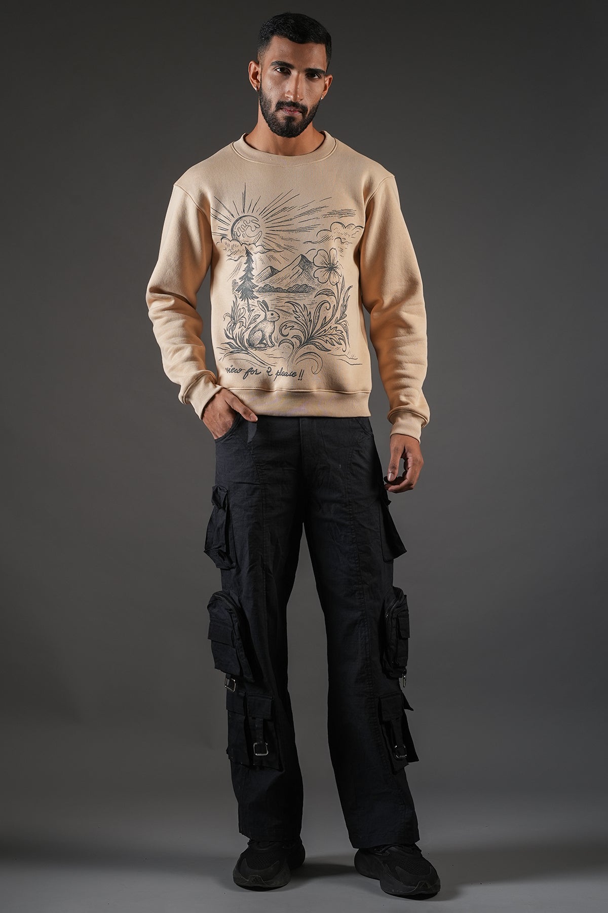 Beige Canvas Sweatshirt