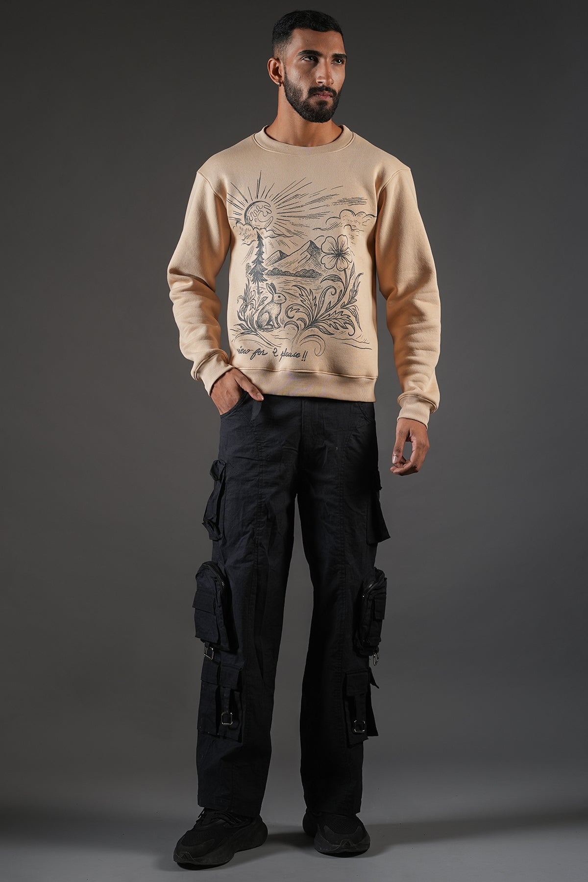 Beige Canvas Sweatshirt