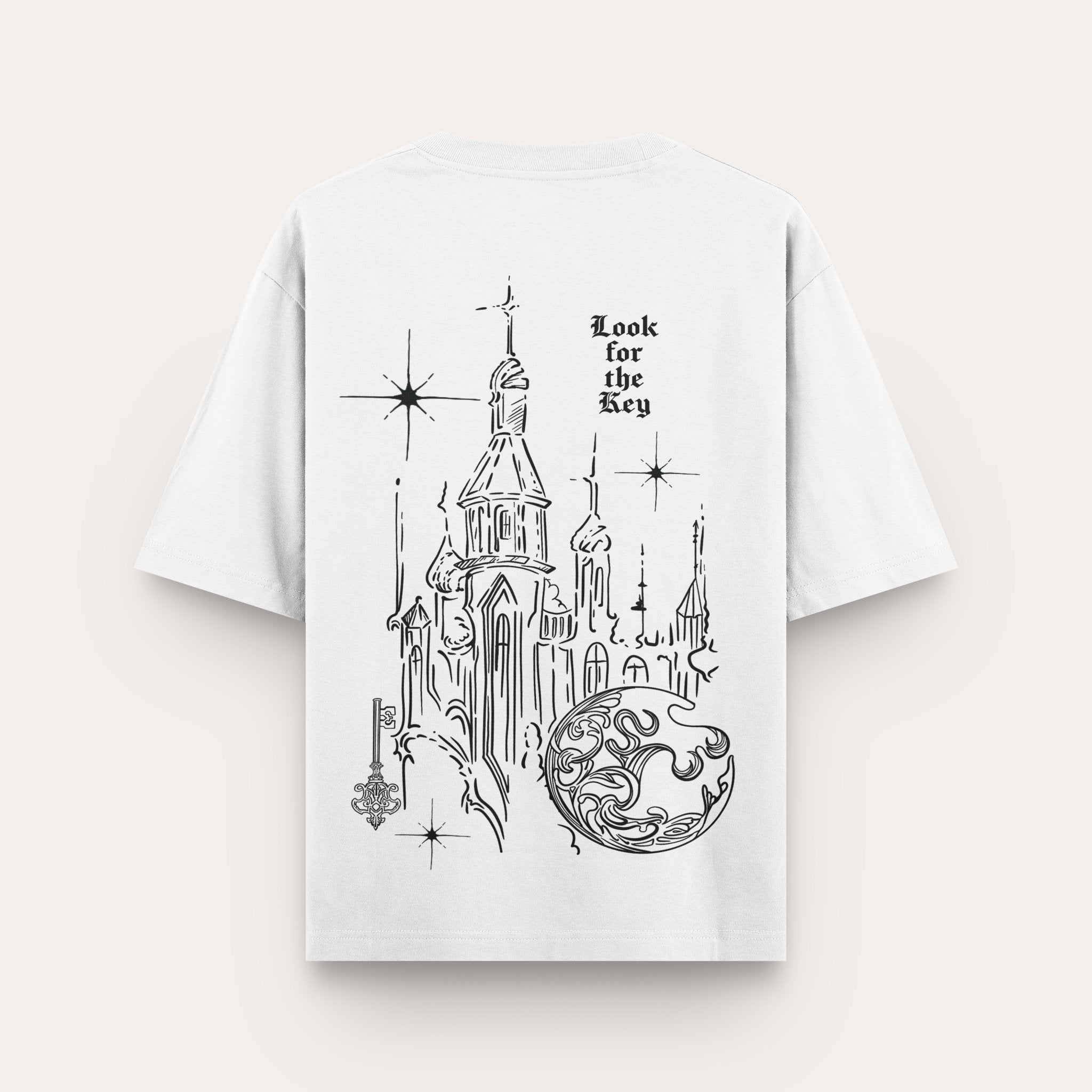 Puzzled Utopia White Oversize T-shirt - MOONDUST