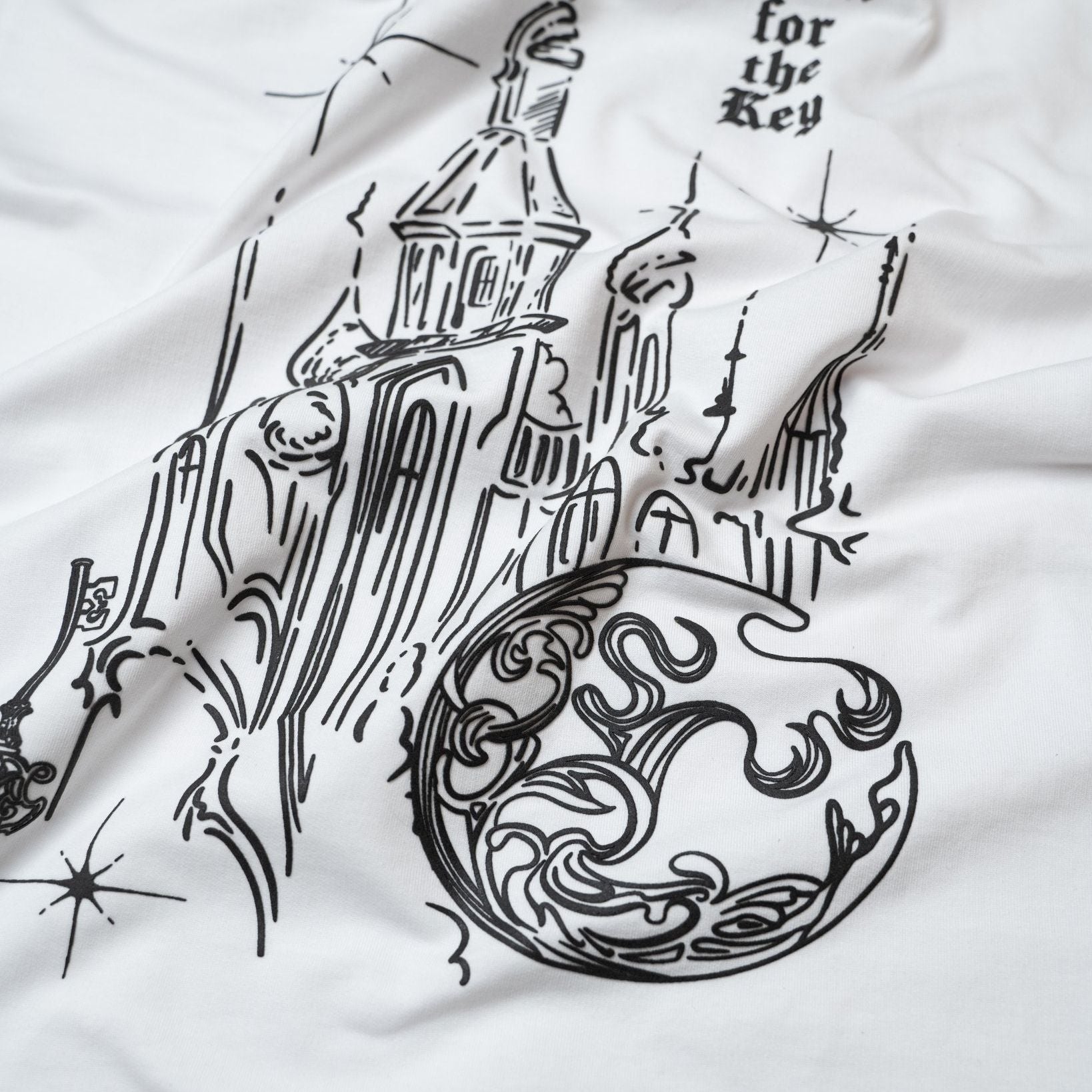 "Puzzled Utopia" White Oversized Streetwear T - shirt - MOONDUST